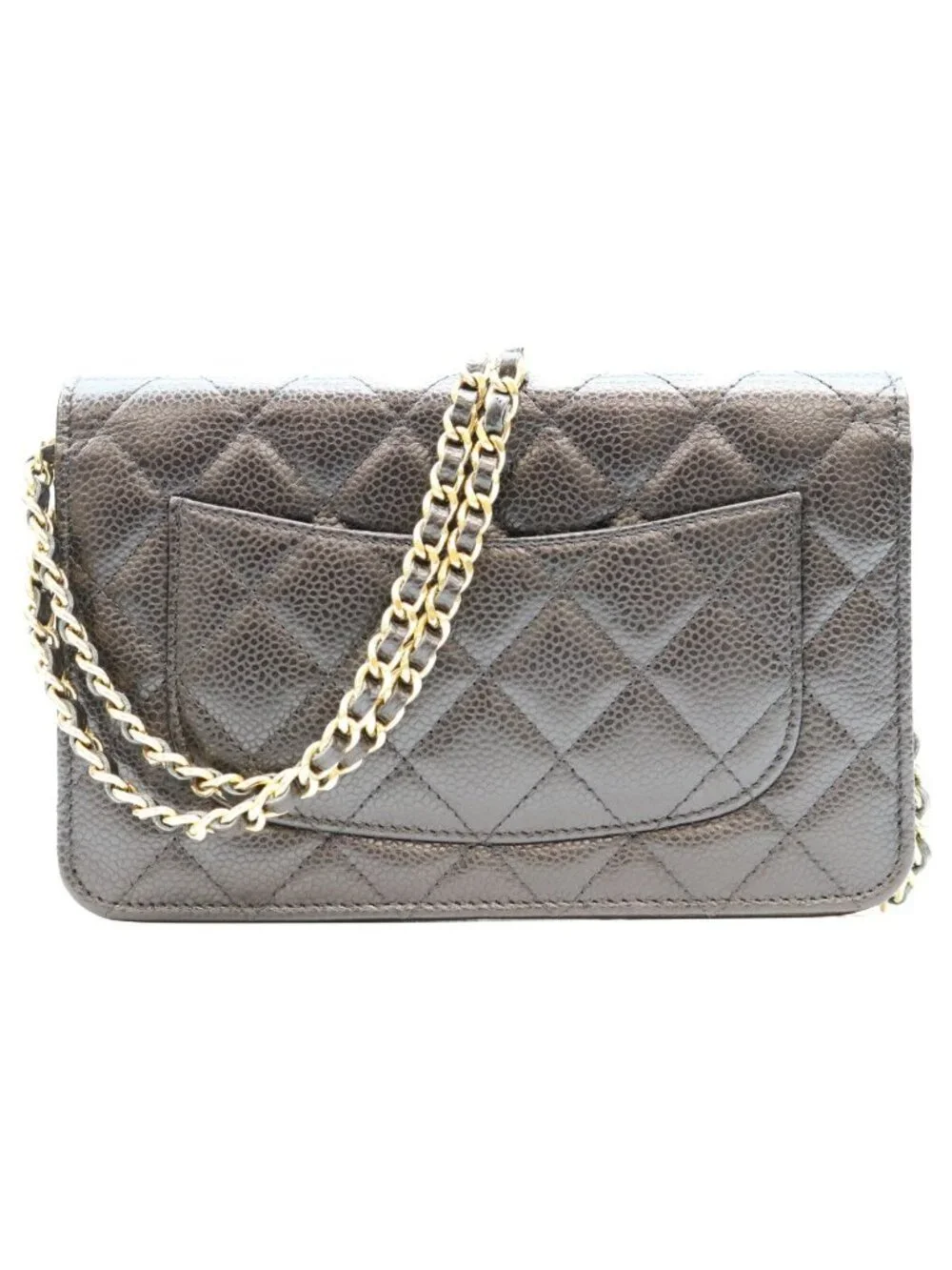 Chanel Black Tamless Classic Caviar Chain Wallet Shoulder Bag